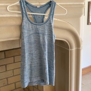 heathered blue racerback workout tank